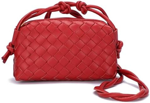 Woven Crossbody Bag For Women Vegan Leather Purses Handwoven Shoulder Bag Zip Closure | Amazon (US)