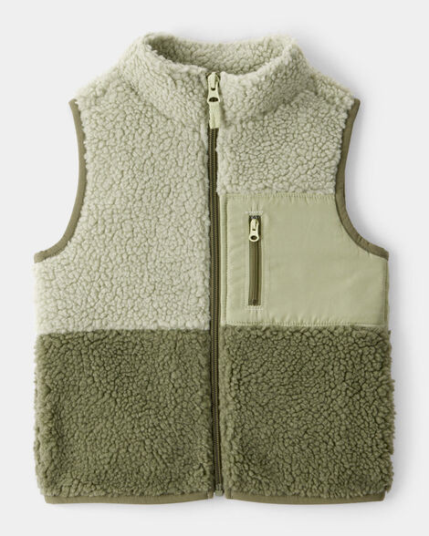 Toddler Boy Sherpa Sleeveless Vest - Green | Carter's Inc