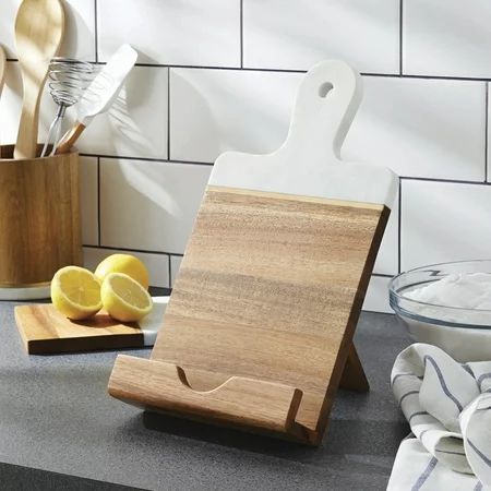 Better Homes & Gardens Acacia Wood and Marble Cookbook/Tablet Holder | Walmart (US)