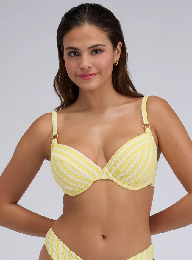 Jamaica striped plunge bikini top | Boux Avenue (UK)