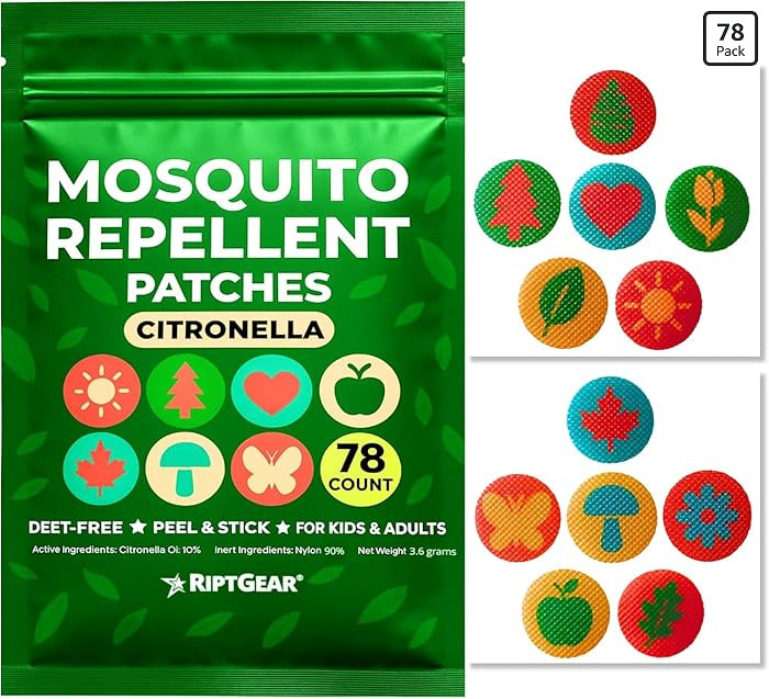 RiptGear Mosquito Patches - 78 Pack of Bug Stickers for Kids and Adults, Natural Citronella Patch... | Amazon (US)