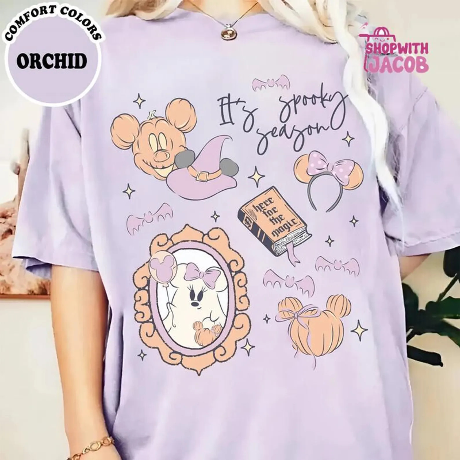 Comfort Colors Cartoon Halloween Shirt, It's Spooky Season, Minnie Pumpkin Coquette Shirt, Not So... | Etsy (Global)