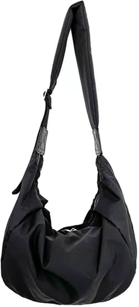 Nylon Casual Crescent Crossbody Bag for Women Lightweight Hobo Bag Large Shoulder Dumpling Bag | Amazon (US)