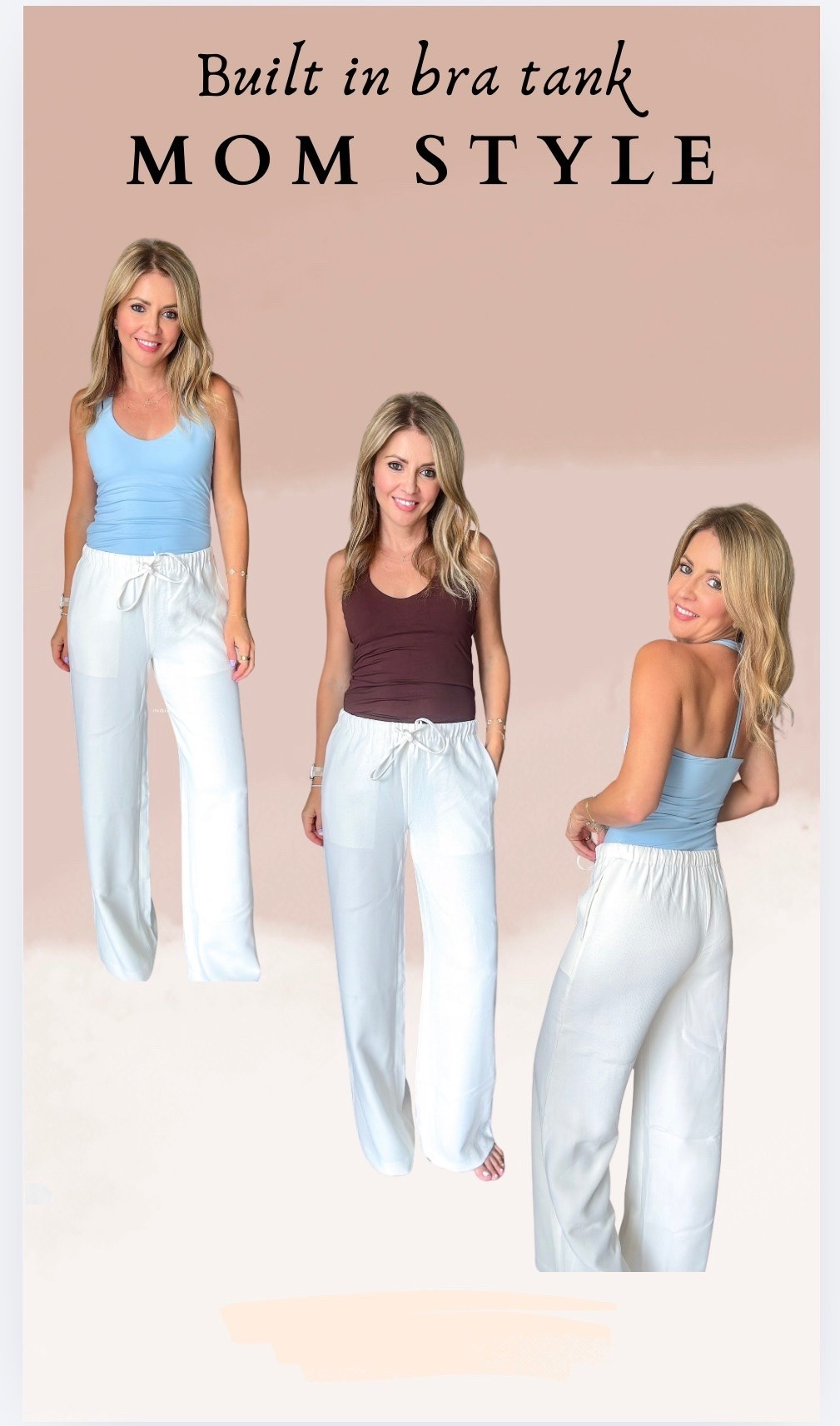 Built in bra tank
Palazzo wrinkle resistant pants

#LTKgrwm #LTKootd #LTKmomlife