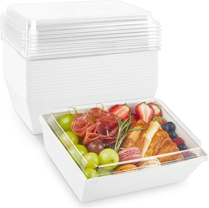 8 x 6 Inch Paper Charcuterie Boxes with Clear Lids, 20 Pack Large Disposable Take Out Bakery Boxe... | Amazon (US)