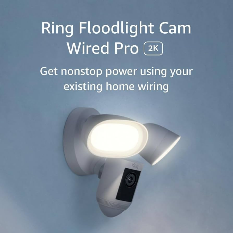 Ring Floodlight Cam Wired Pro with Bird’s Eye View and 3D Motion Detection, White | Amazon (US)