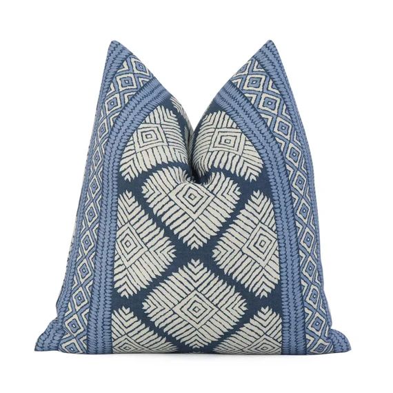 Thibaut Austin Navy Geometric Designer Linen Pillow Cover - Etsy | Etsy (US)