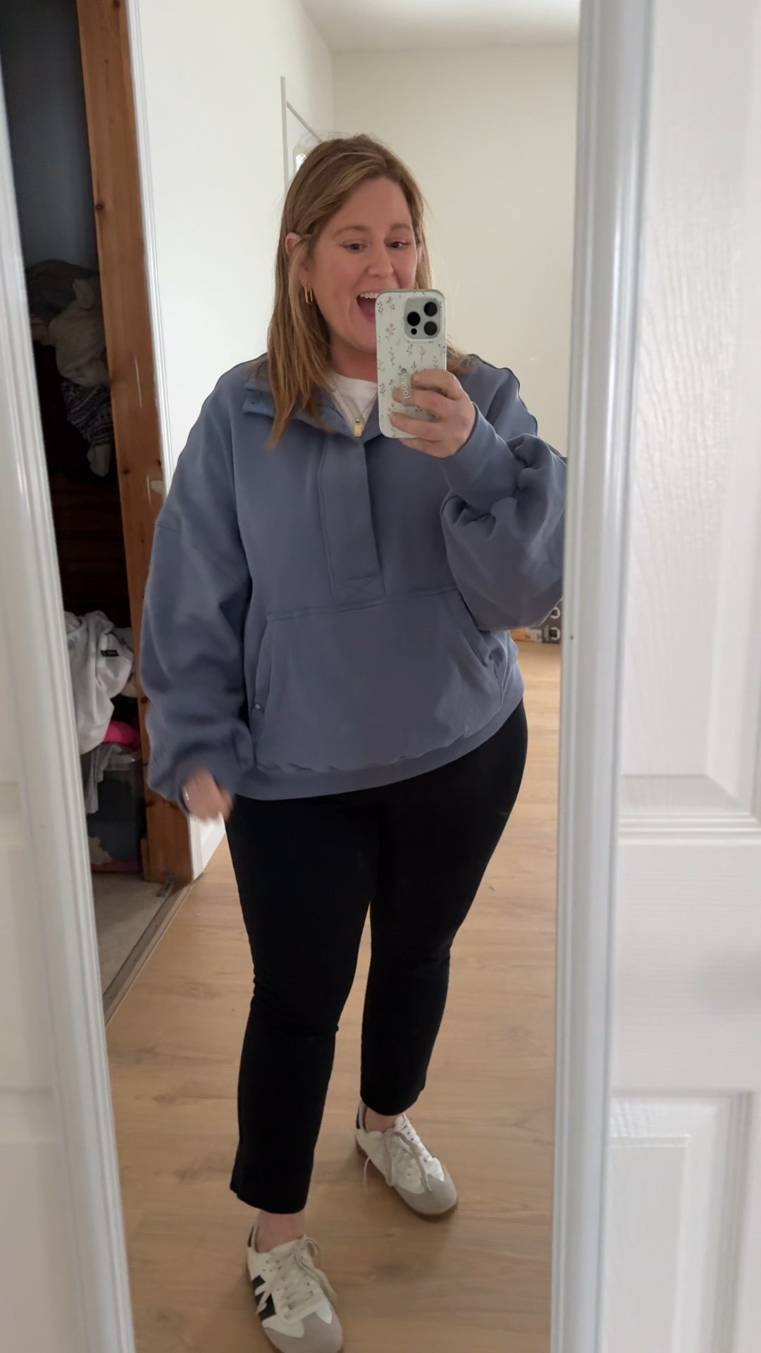 Loving this popflex sweatshirt so much I wore it to work this weekend wearing a L/XL in it and a 16 petite in my pixie pants 

#LTKMidsize #LTKWorkwear #LTKFindsUnder50