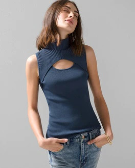Sleeveless Cutout Mock Neck | White House Black Market