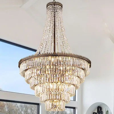 Large Crystal Chandelier For High Ceiling, 6-Tier French Empire Style Chandelier With Adjustable Chain, Vintage Antique Bronze Finish, Ideal For Dinin | Wayfair North America