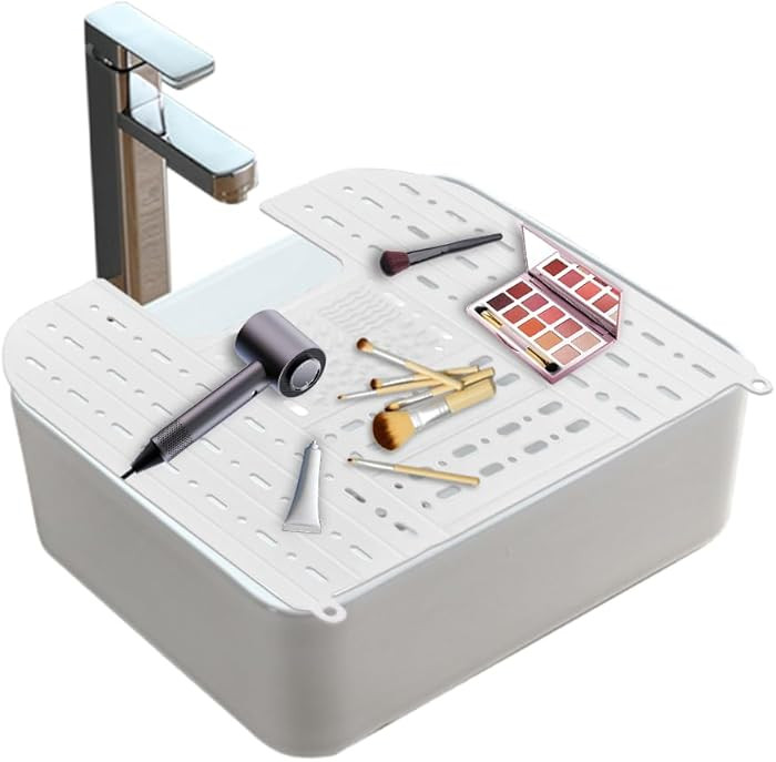 MONVIE Bathroom Sink Cover Foldable Sink Cover : Silicone Beauty Makeup Brush Cleaning Mat Heat-R... | Amazon (US)