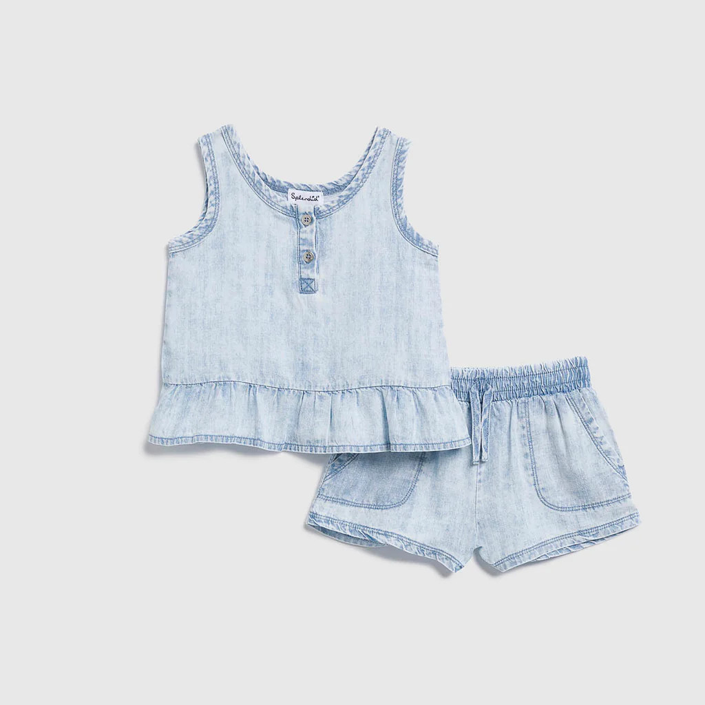 Infant Girl Bleached Indigo Tank Set | Splendid