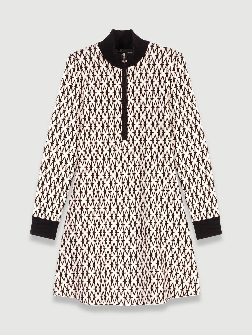 Short jacquard monogrammed dress Ecru for Women | Maje | Maje US