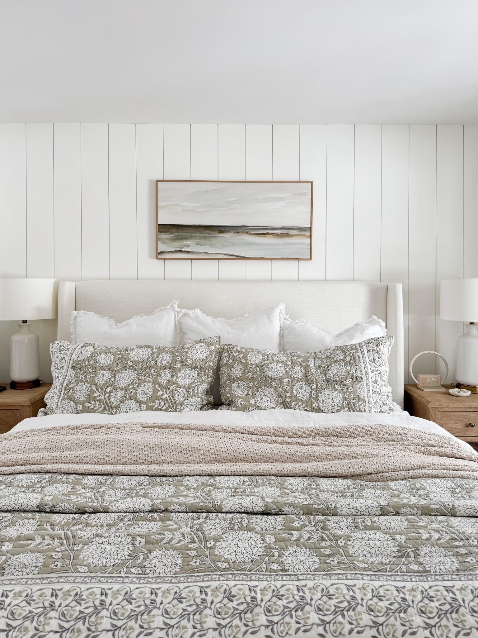 A cozy and welcoming coastal bedroom 🤍 This linen bedding has the prettiest floral pattern—and it’s such a great price point! It comes in several color options and washes well. Other highlights? Our table lamps and these spring throw pillows! 

#LTKHome