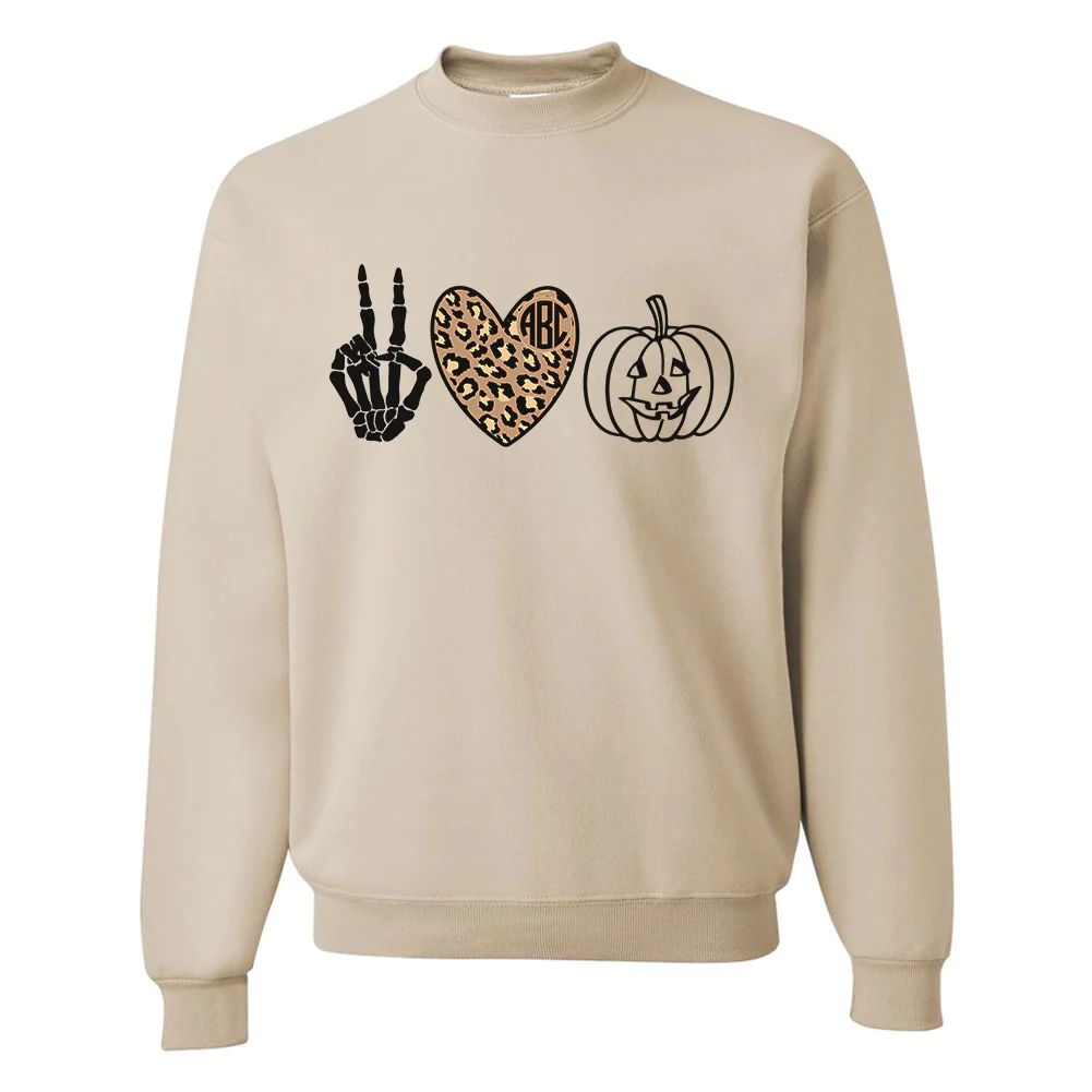 Monogrammed 'Peace Love Halloween' Crewneck Sweatshirt | United Monograms