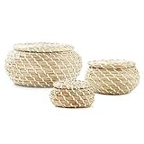 Americanflat Woven Seagrass Storage Baskets with Lids - Handmade Decorative Storage Baskets for S... | Amazon (US)