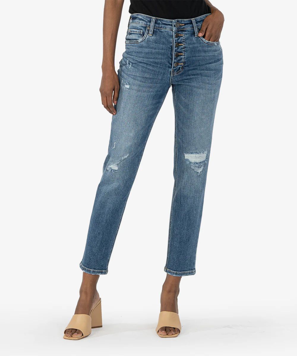 Rachael High Rise Fab Ab Mom Jean, Long Inseam (Teaching Wash) - Kut from the Kloth | Kut From Kloth