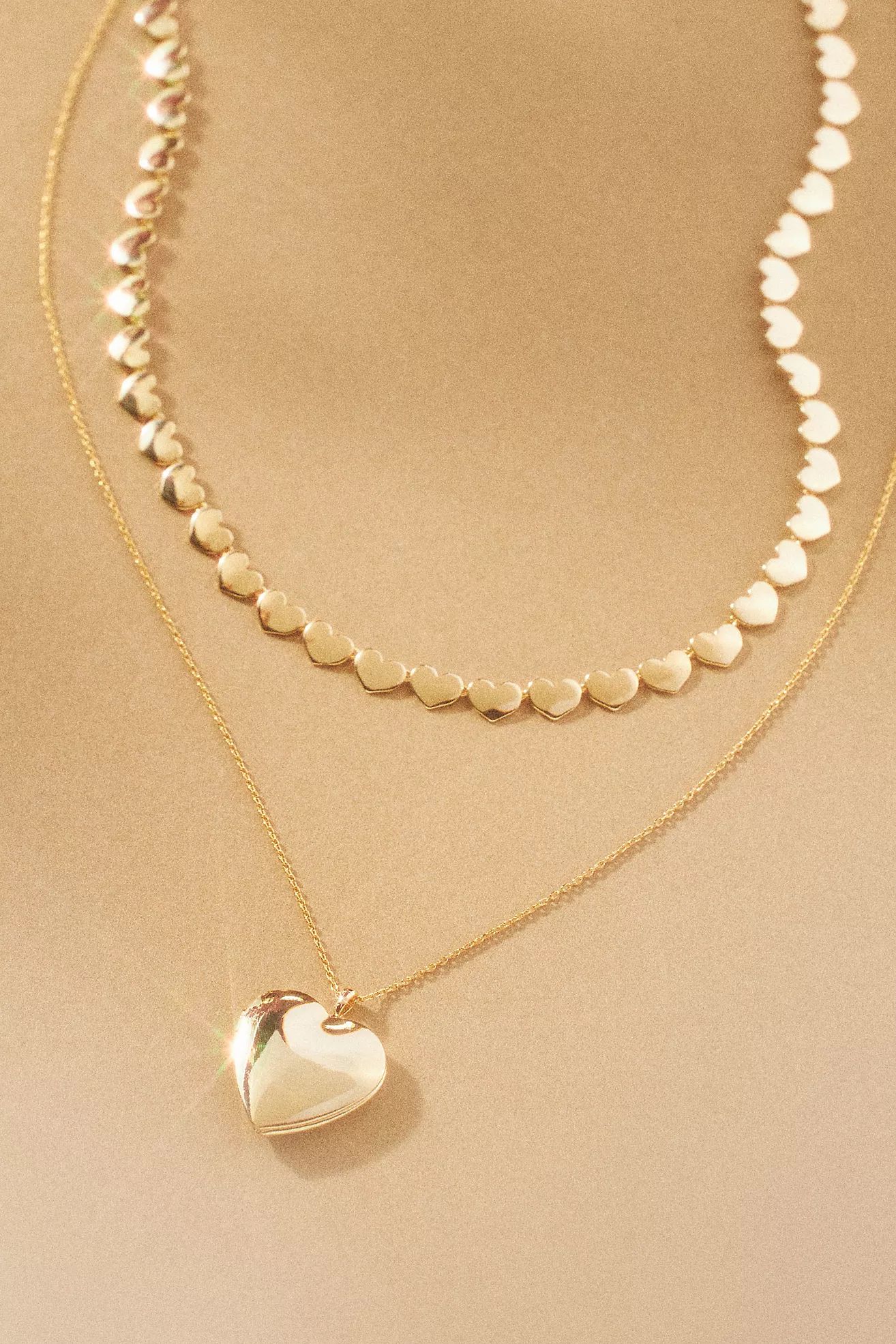 Set of Two Layer Heart Necklaces | Anthropologie (US)