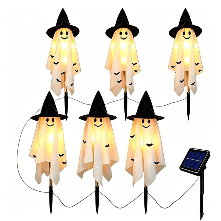 Solar Ghost Witch Hat Stake Lights, Smiling Ghost Outdoor Halloween Decor with Warm LED, Waterpro... | Walmart (US)