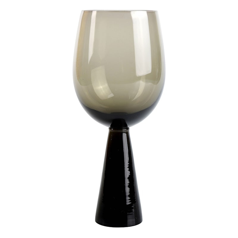 Tribeca Smoke Glass Pillar Stemmed Wine Goblet | At Home