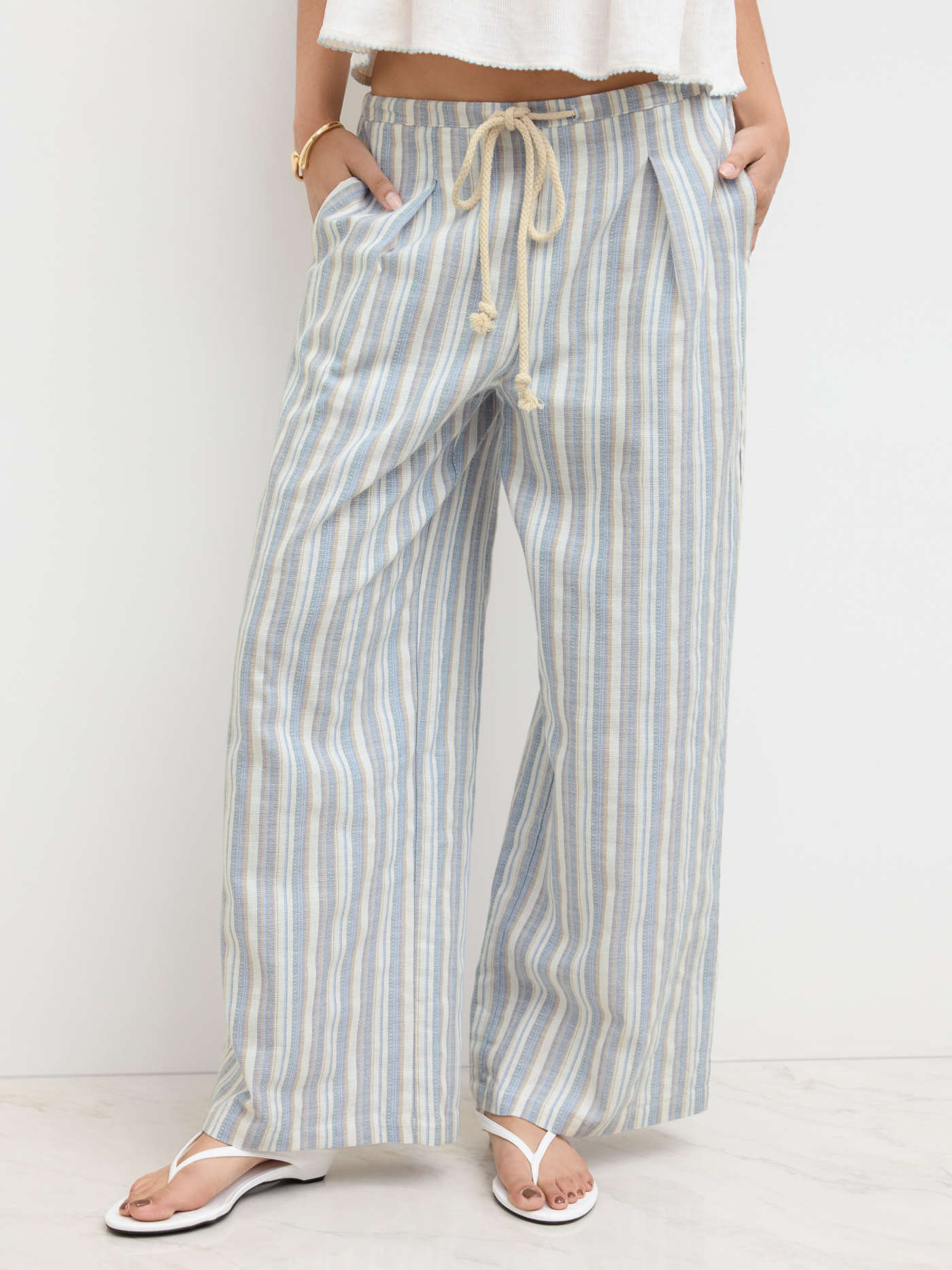 Linen Striped Vacation Pant | Cider