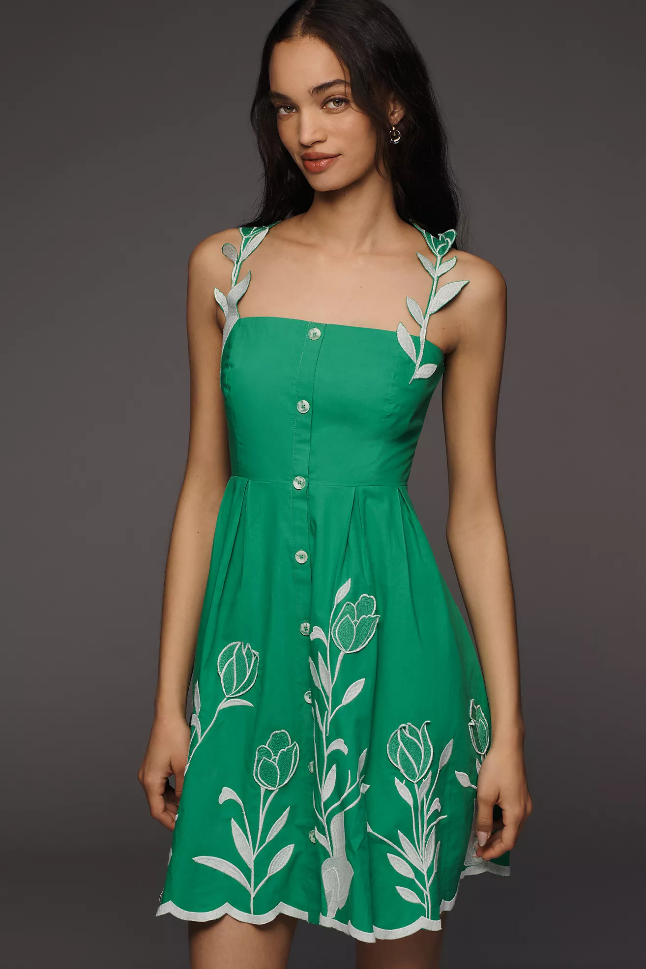 Maeve 3D Floral Sleeveless Midi Dress | Anthropologie (US)