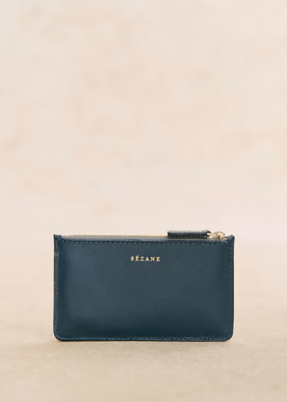 Large Alfred Card Holder - Smooth Blue Denim  - Sézane | Sezane Paris