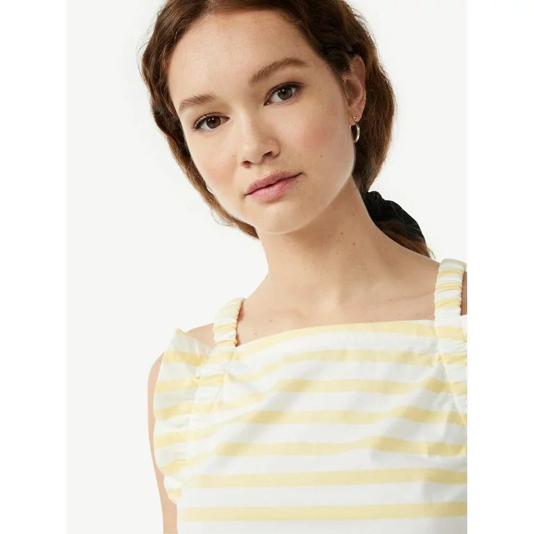 Free Assembly Women's Shirred Flounce Tank Top | Walmart (US)