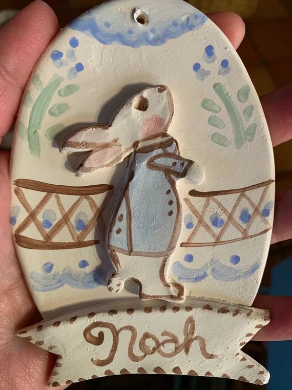 Easter Ornament Bunny on Egg Handmade  Gift for Kids  | Etsy | Etsy (US)