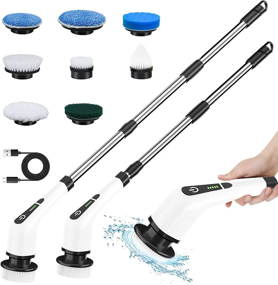 Electric Spin Scrubber, TOPMAKO Cordless Cleaning Brush with 54" Adjustable Long Handle and 8 Rep... | Amazon (UK)