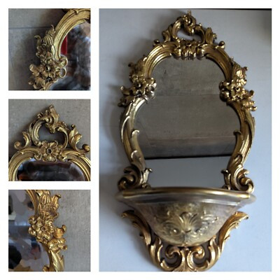 Syroco Gold Ornate Wall Mirror & Shelf 2327 Hollywood Regency, 1970 Vintage  | eBay | eBay US