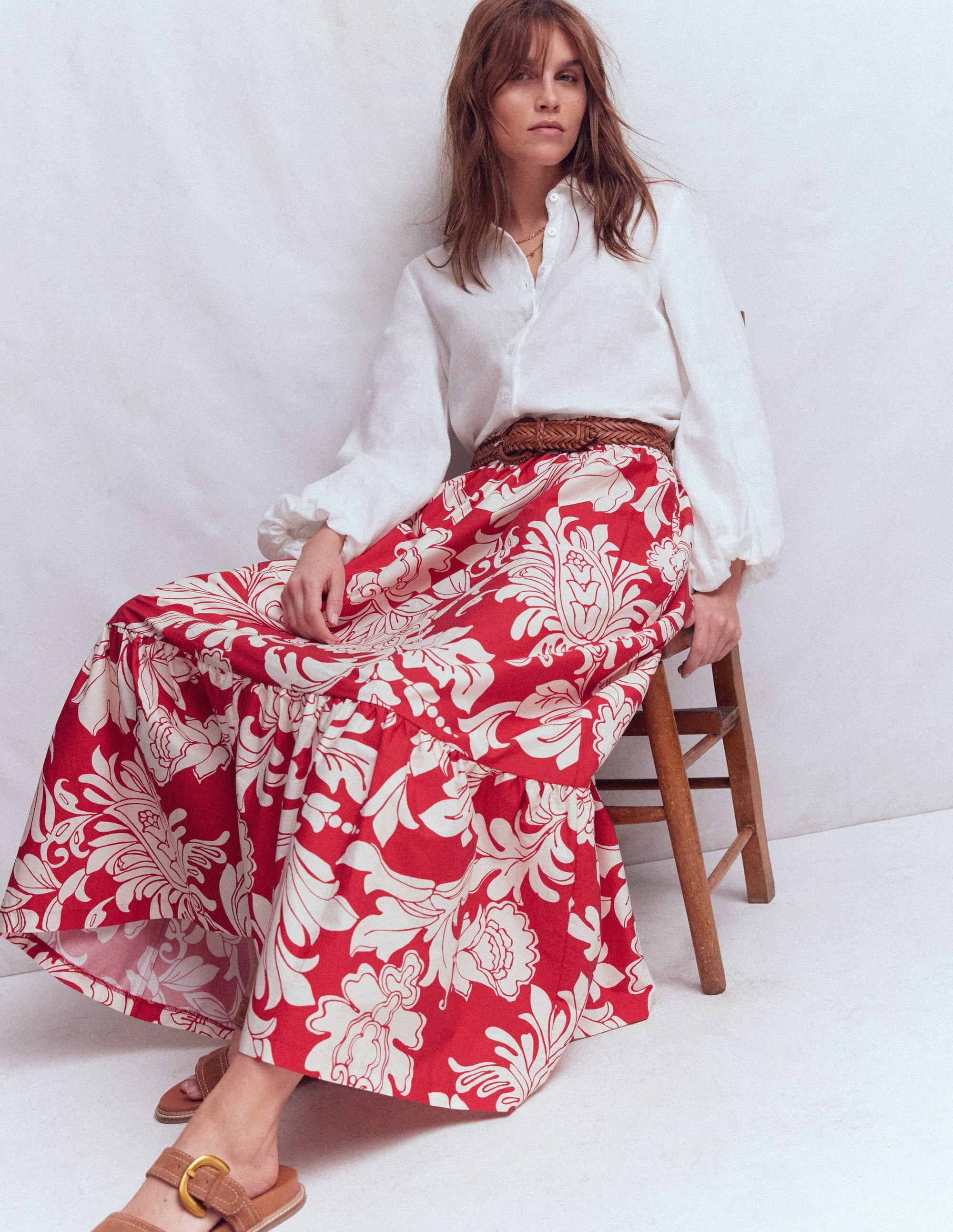 Abigail Poplin Maxi Skirt-Botanical Flourish | Boden (US)