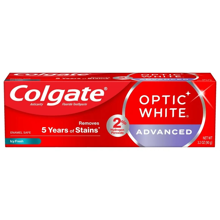 Colgate Optic White Advanced Hydrogen Peroxide Whitening Toothpaste, Icy Fresh, 3.2 oz Tube | Walmart (US)