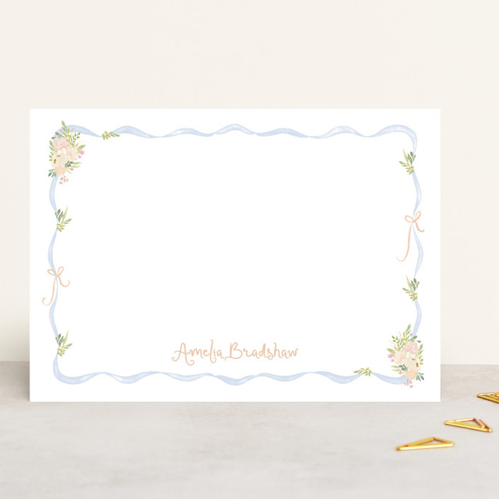 "Cottagecore" - Customizable 5x7 Personalized Stationery in Blue by Creo Study. | Minted