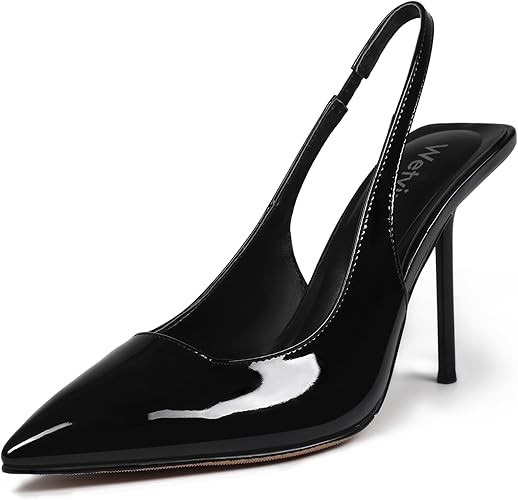 Women's Pointed Toe Slingback Heels Patent Leather High Stiletto Heels Pumps Dress Shoes for Wome... | Amazon (US)
