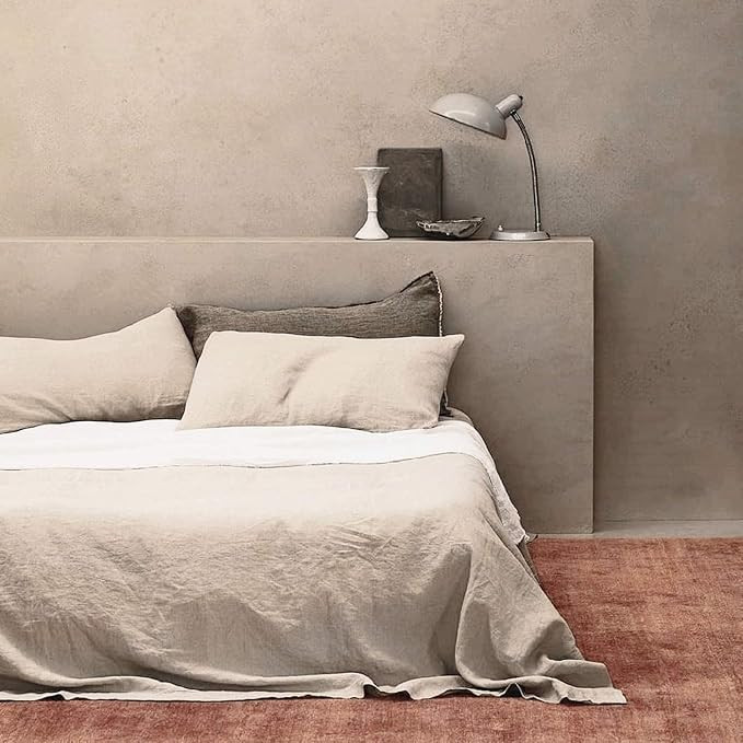 Amazon.com: BISELINA Linen Sheet French Flax Flat Sheet 55% Euro Linen 45% Cotton Basic Style Sol... | Amazon (US)