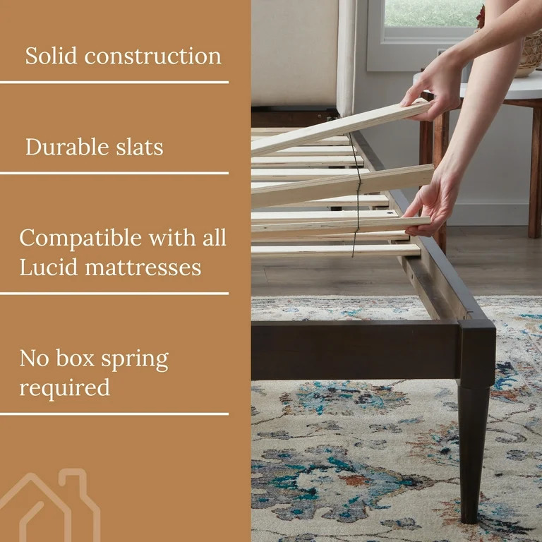 Rest Haven Upholstered Wingback Platform Wood Bed, Queen | Walmart (US)