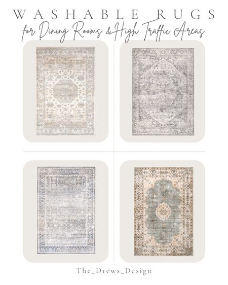 Neutral washable rugs for the dining room, entryway, playroom, bedroom and other high traffic areas

#LTKhome #LTKFind #LTKfamily