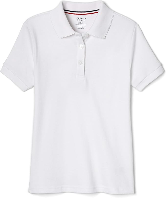 French Toast Girls' Short Sleeve Picot Collar Polo School Uniform Shirt (Standard and Plus) | Amazon (US)