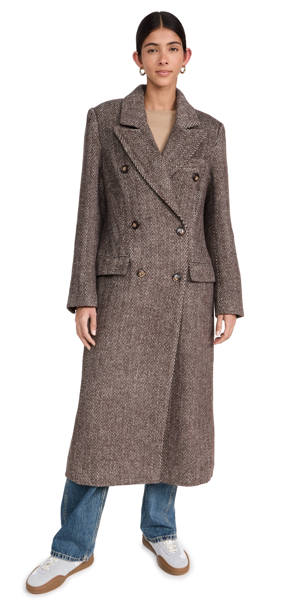 ASTR the Label Morana Coat Brown Herringbone L | Shopbop