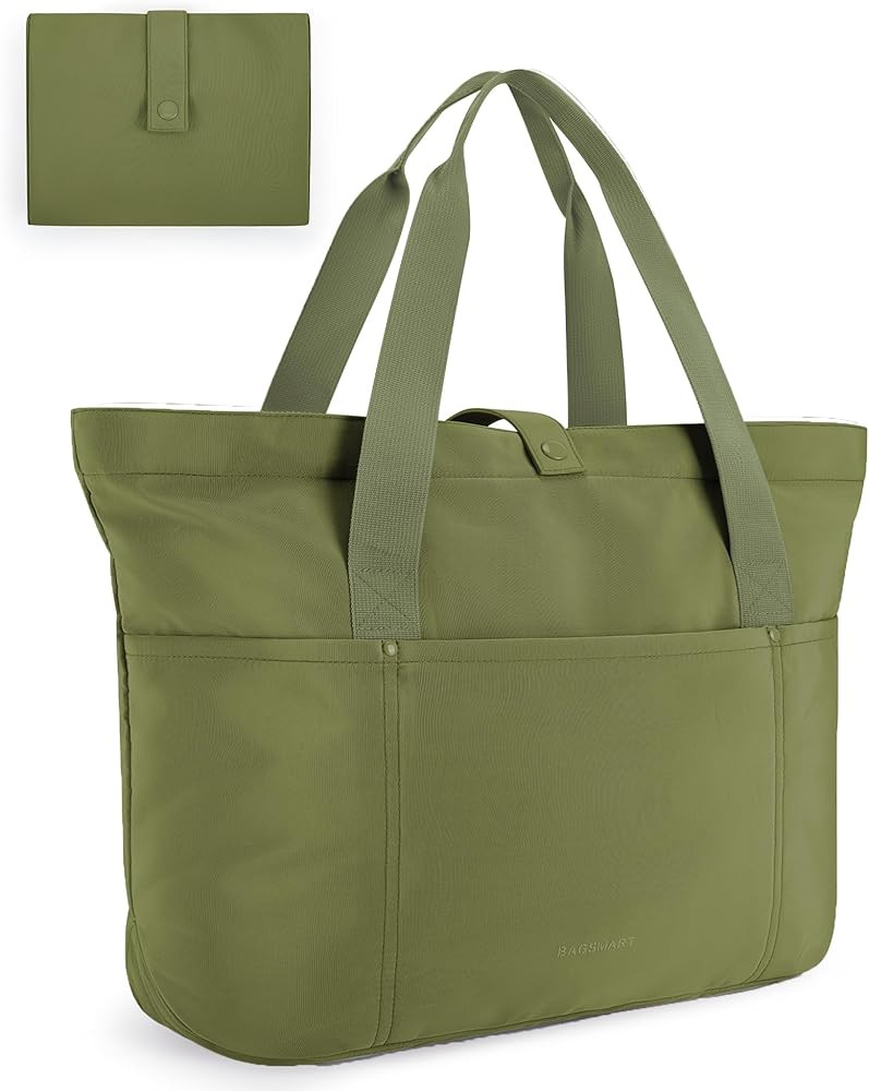 BAGSMART Tote Bag for Women, Foldable Tote Bag With Zipper Travel Large Shoulder Bag Handbag for ... | Amazon (US)