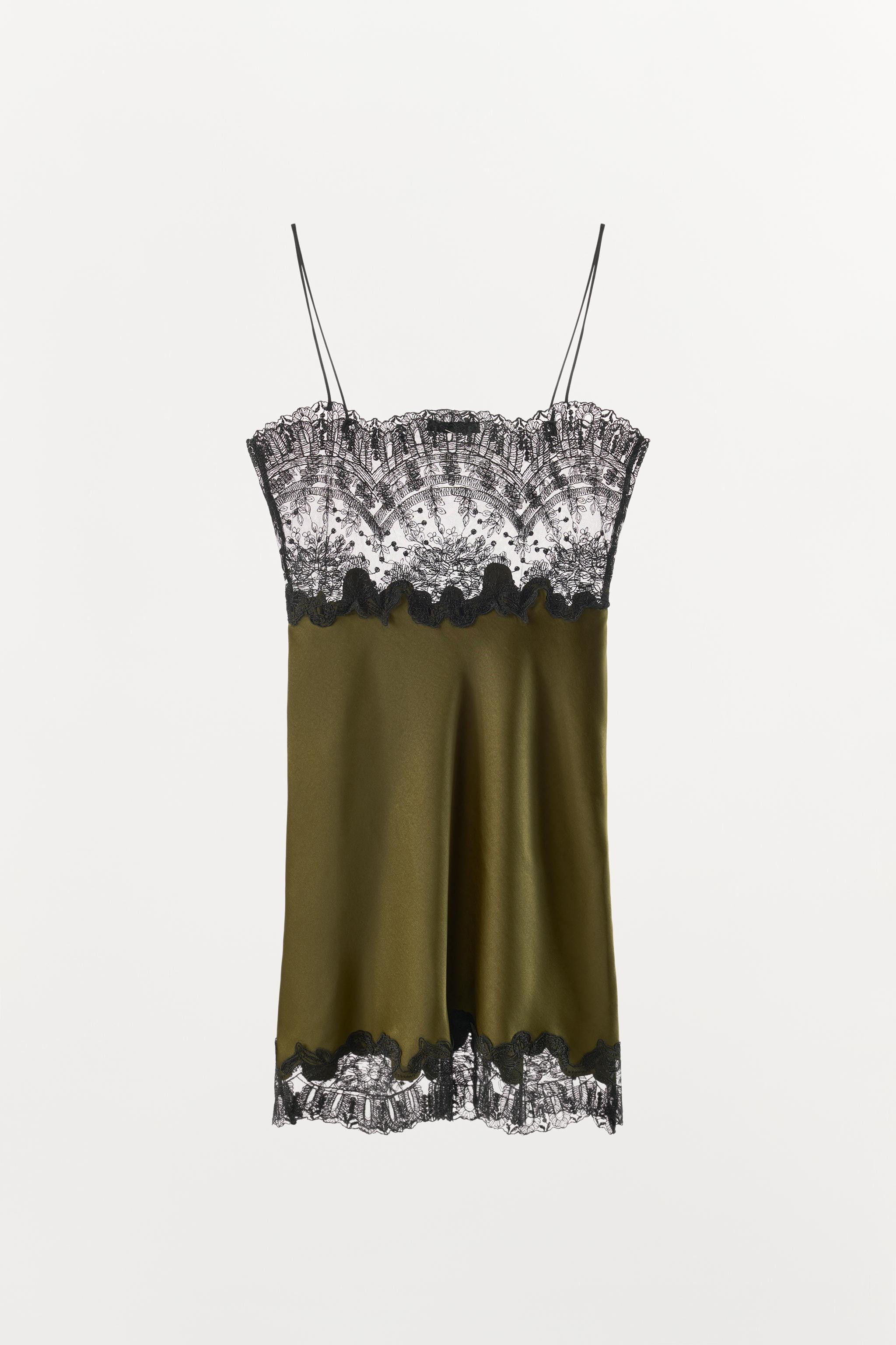 SATIN MIDI LACE DRESS | Zara US