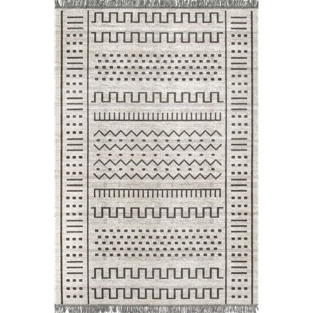nuLOOM Indoor and Outdoor Rectangle Tribal Home Transitional Area Rug, Light Gray, 10' x 14' - Wa... | Walmart (US)