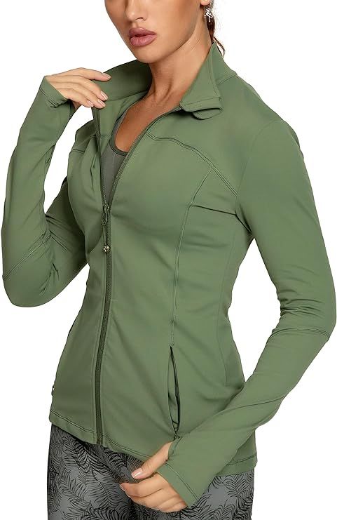 QUEENIEKE Running Jackets for Women, Cottony-Soft Full Zip Slim Fit Athletic Workout Jacket with ... | Amazon (US)