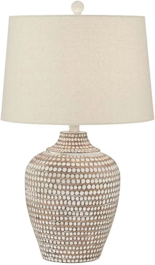 Alese Textured Dot Jug Table Lamp, Neutral Earth Finish, Cast Resin Construction, Oatmeal Linen R... | Walmart (US)