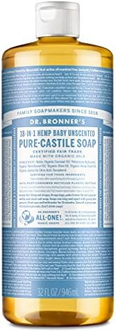 Amazon.com: Dr. Bronner’s - Pure-Castile Liquid Soap (Baby Unscented, 32 ounce, 2-Pack) - Made ... | Amazon (US)