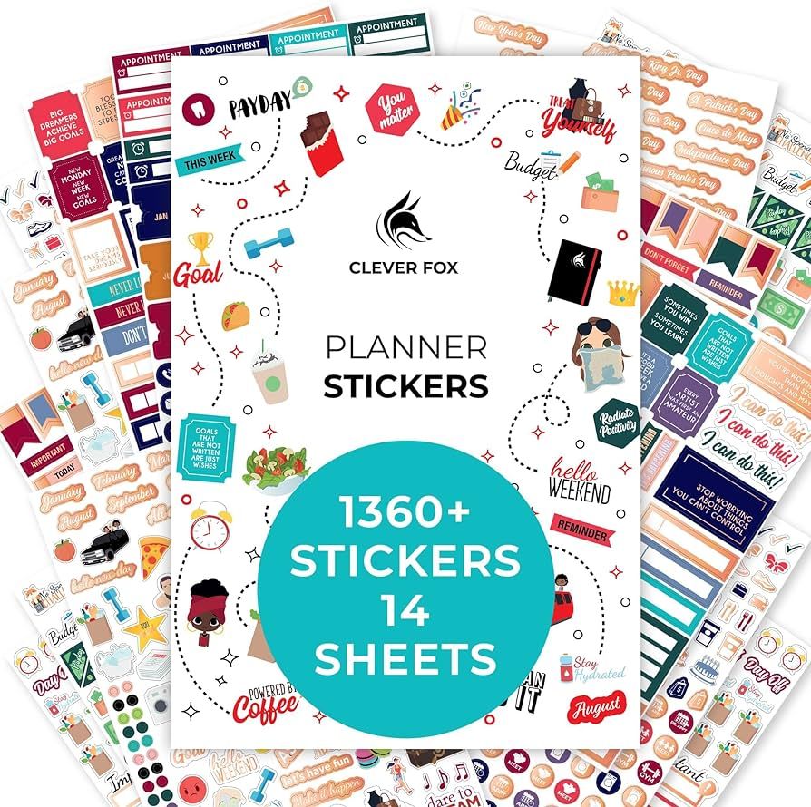 Clever Fox Planner Stickers – Monthly, Weekly & Daily Planner Stickers 14 Sheets Set of 1360+ U... | Amazon (US)