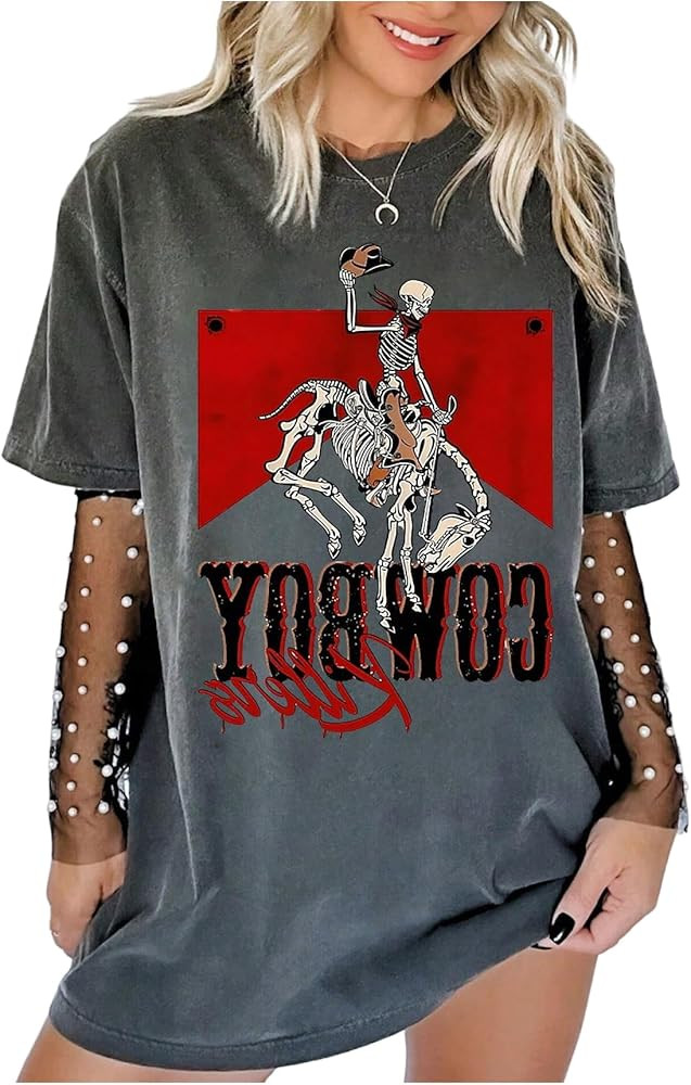 SOLY HUX Women's Summer Vintage Graphic Tees Short Sleeve Oversized T Shirt Western Rodeo Country... | Amazon (US)