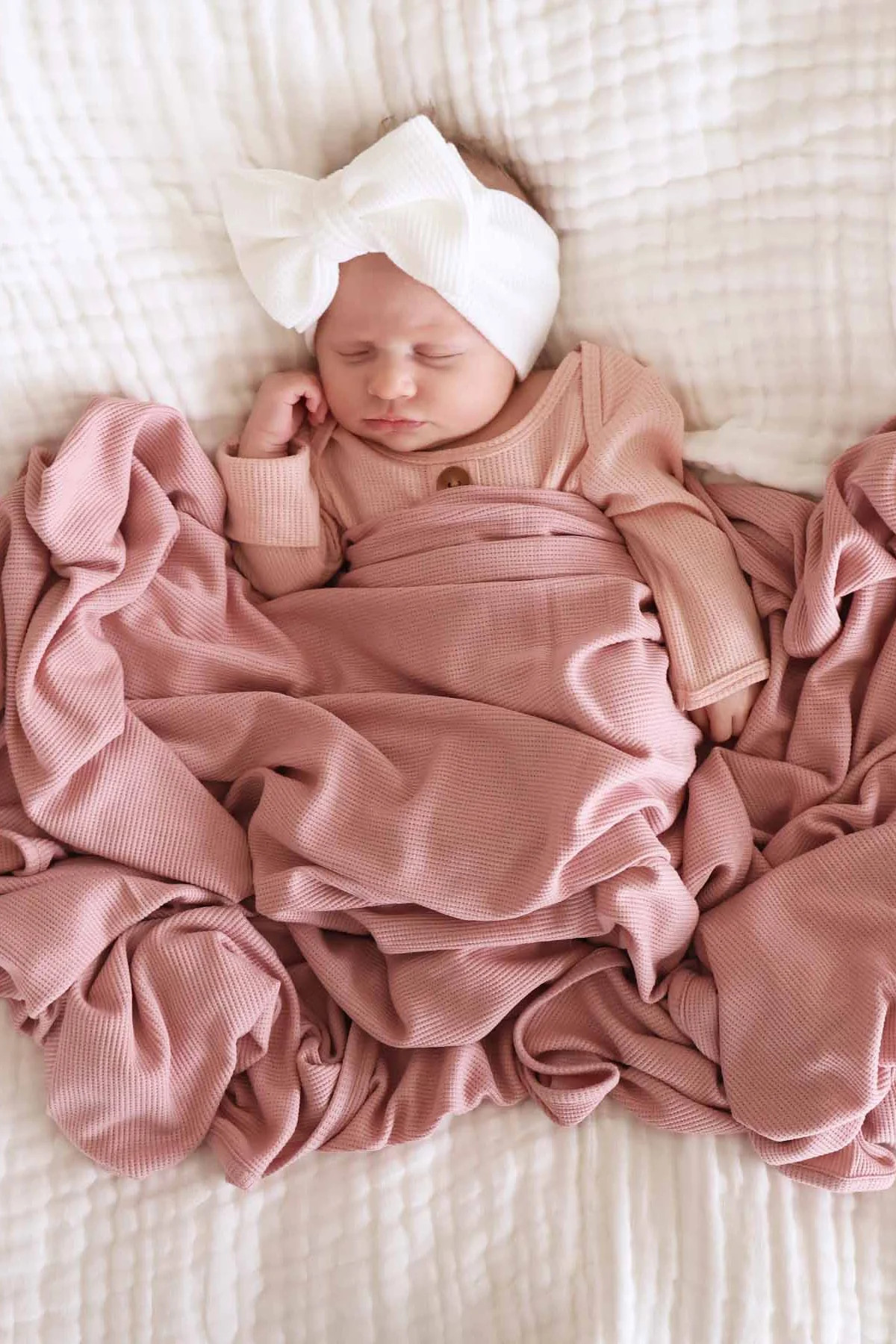 Vintage Rose Bamboo Waffle Oversized Swaddle Blanket | Caden Lane