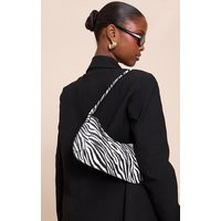Monochrome Zebra Print Pu Baguette Shoulder Bag | PrettyLittleThing US